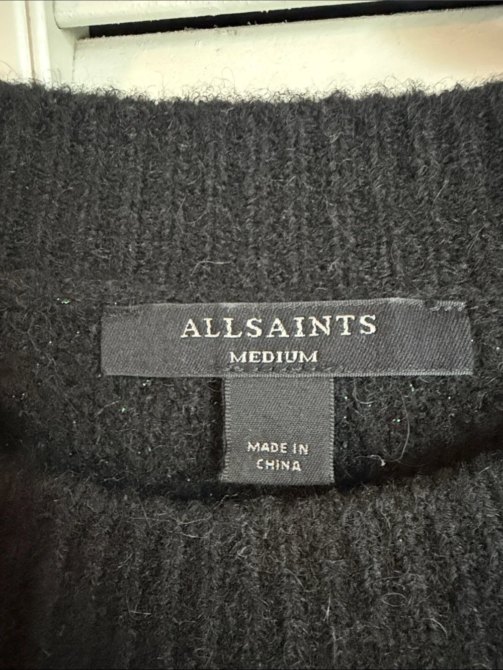 All Saints Medium Wool Blend Star Jumper Black Crewneck Sweater Green